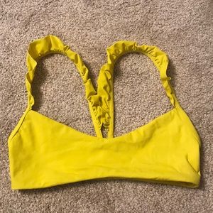 Yellow boys and arrows swim top, worn once